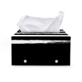 Black And White USA Flag Print Leather Tissue Box Cover