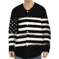 Black And White USA Flag Print Long Sleeve Baseball Jersey