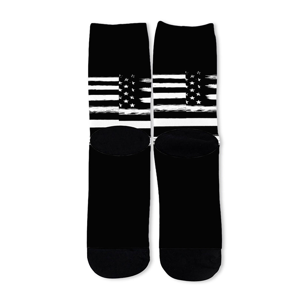 Black And White USA Flag Print Long Socks