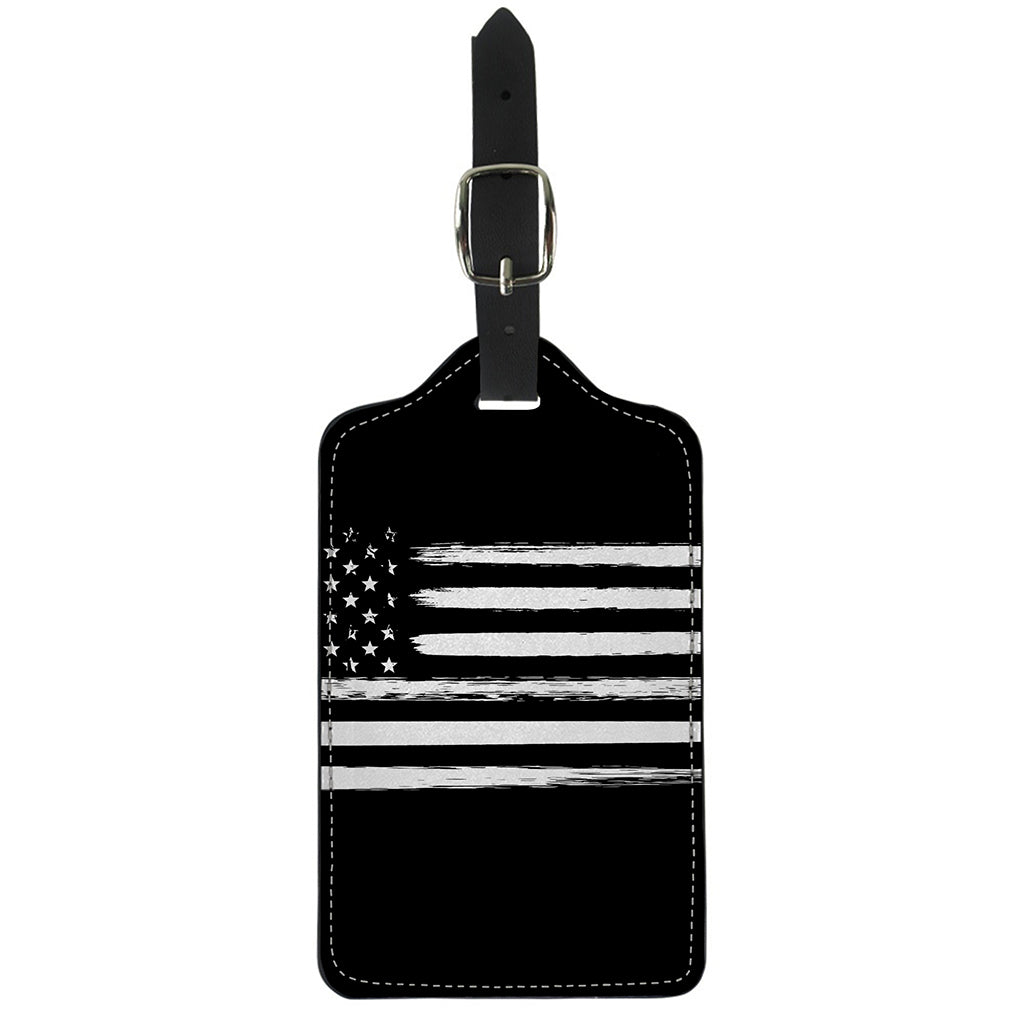 Black And White USA Flag Print Luggage Tag