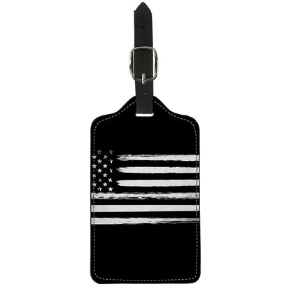 Black And White USA Flag Print Luggage Tag