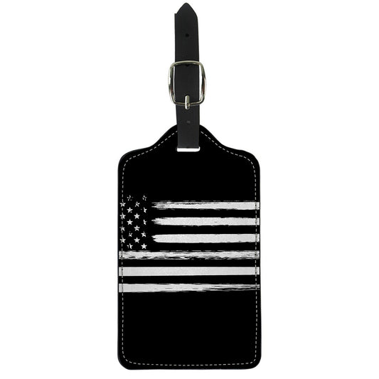 Black And White USA Flag Print Luggage Tag