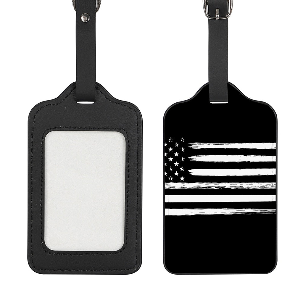 Black And White USA Flag Print Luggage Tag
