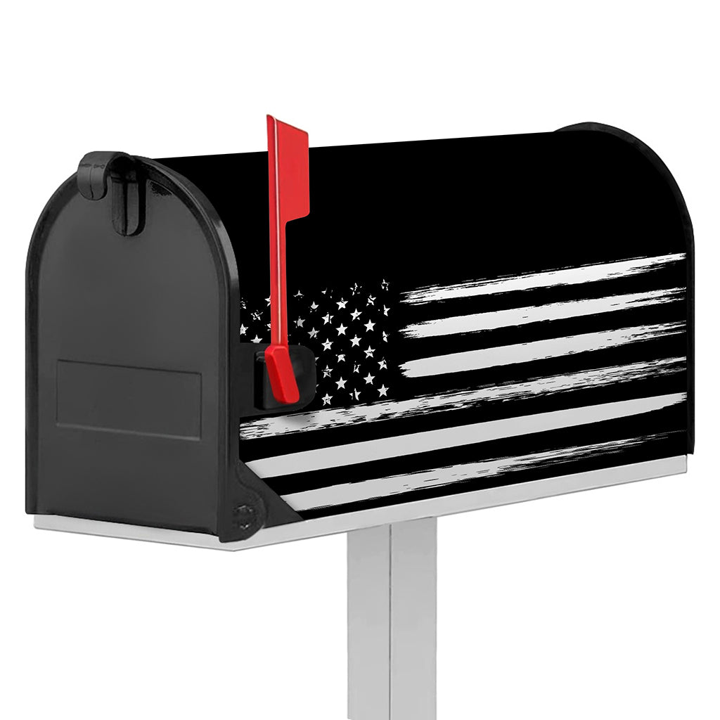 Black And White USA Flag Print Mailbox Cover