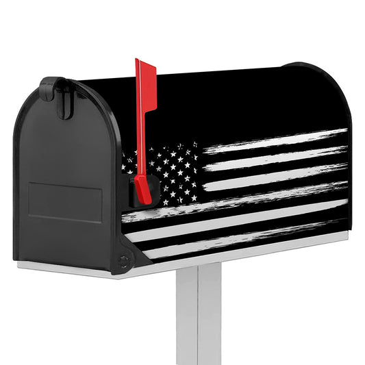 Black And White USA Flag Print Mailbox Cover