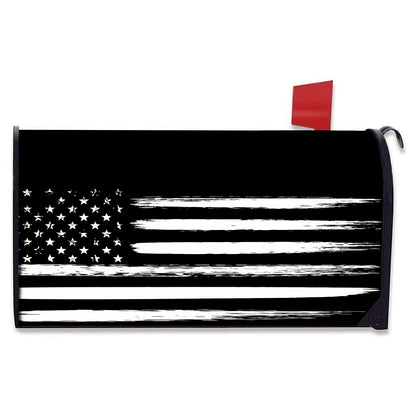 Black And White USA Flag Print Mailbox Cover