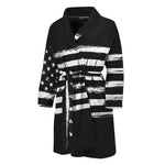 Black And White USA Flag Print Men's Bathrobe