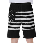 Black And White USA Flag Print Men's Beach Shorts