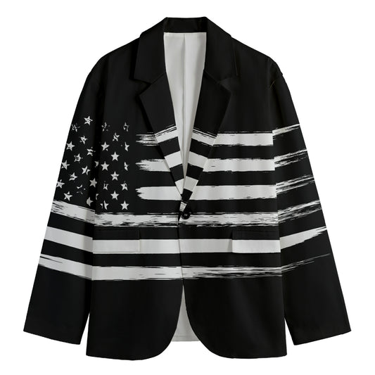 Black And White USA Flag Print Men's Blazer