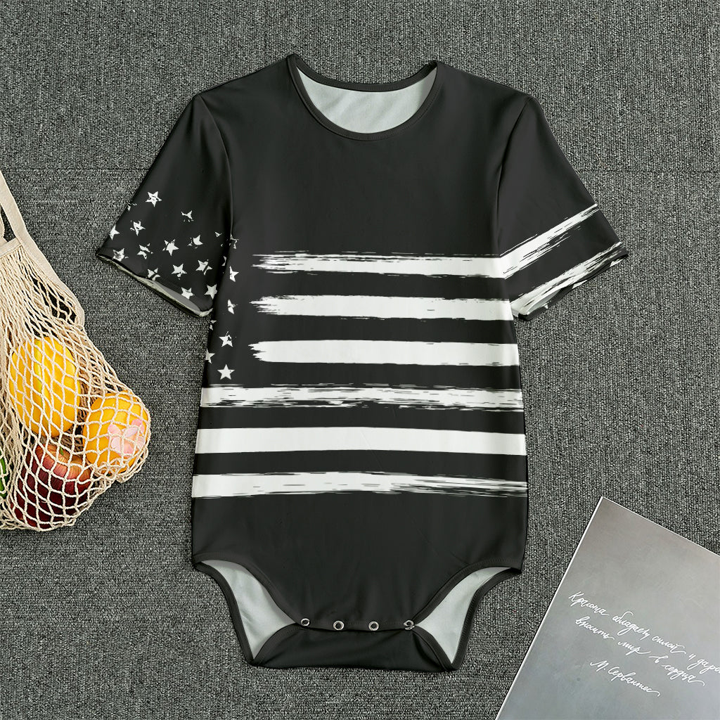 Black And White USA Flag Print Men's Bodysuit