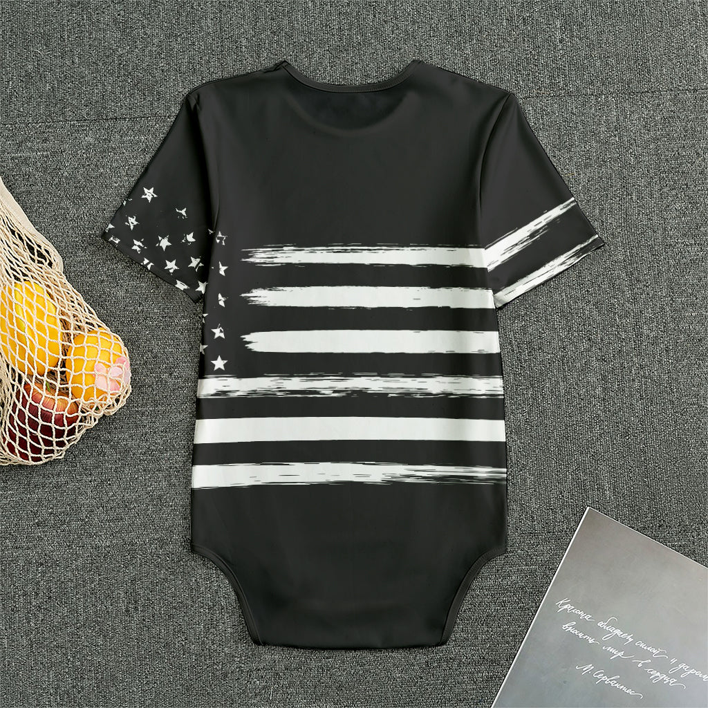 Black And White USA Flag Print Men's Bodysuit
