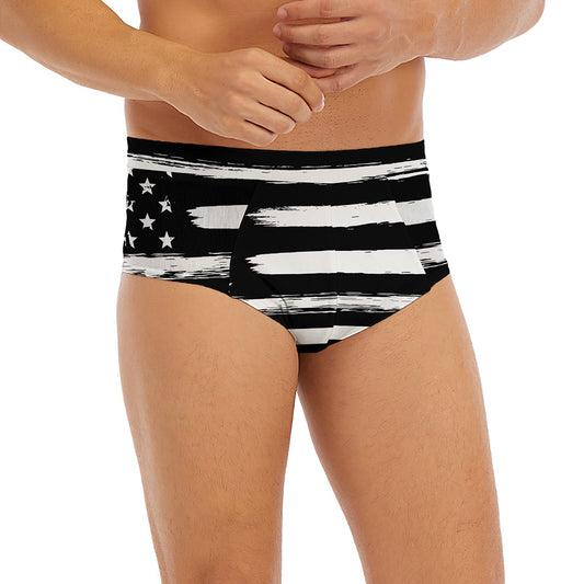 Black And White USA Flag Print Men's Briefs