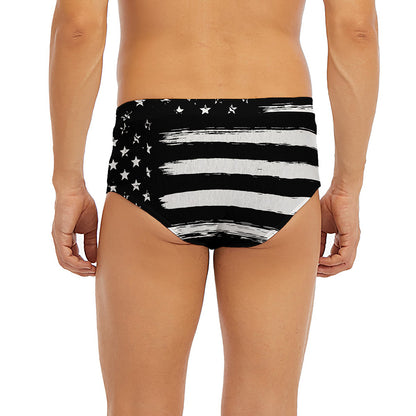 Black And White USA Flag Print Men's Briefs