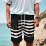 Black And White USA Flag Print Men's Cargo Shorts