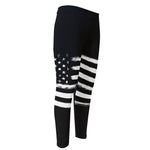 Black And White USA Flag Print Men's Compression Pants