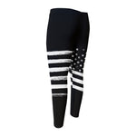 Black And White USA Flag Print Men's Compression Pants