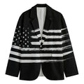 Black And White USA Flag Print Men's Cotton Blazer