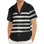 Black And White USA Flag Print Men's Deep V-Neck Shirt