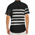 Black And White USA Flag Print Men's Deep V-Neck Shirt