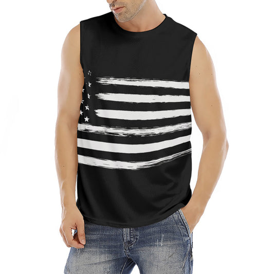 Black And White USA Flag Print Men's Fitness Tank Top