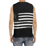 Black And White USA Flag Print Men's Fitness Tank Top