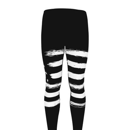 Black And White USA Flag Print Men's leggings