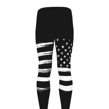 Black And White USA Flag Print Men's leggings