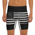 Black And White USA Flag Print Men's Long Boxer Briefs