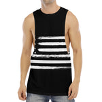 Black And White USA Flag Print Men's Muscle Tank Top