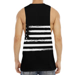 Black And White USA Flag Print Men's Muscle Tank Top