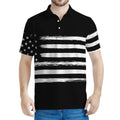 Black And White USA Flag Print Men's Polo Shirt