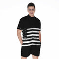 Black And White USA Flag Print Men's Romper