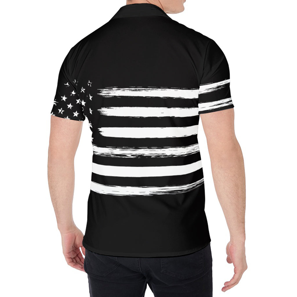 Black And White USA Flag Print Men's Shirt