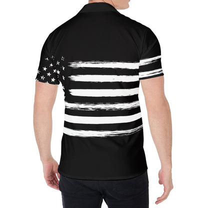 Black And White USA Flag Print Men's Shirt
