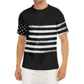 Black And White USA Flag Print Men's Short Sleeve Rash Guard