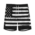 Black And White USA Flag Print Men's Athletic Shorts