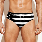 Black And White USA Flag Print Men's Swim Briefs