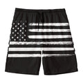 Black And White USA Flag Print Men's Swim Trunks