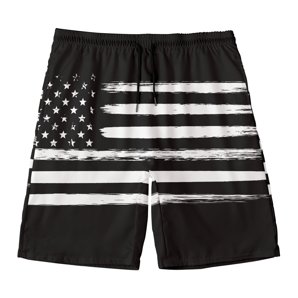 Black And White USA Flag Print Men's Swim Trunks