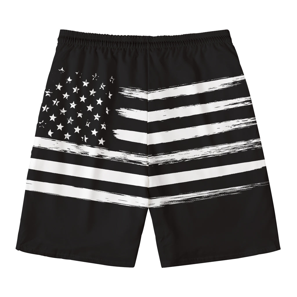 Black And White USA Flag Print Men's Swim Trunks