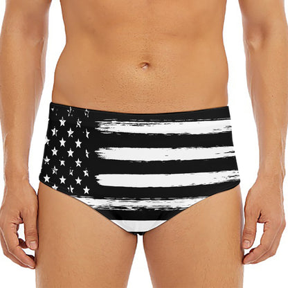 Black And White USA Flag Print Men's Triangle Swim Briefs