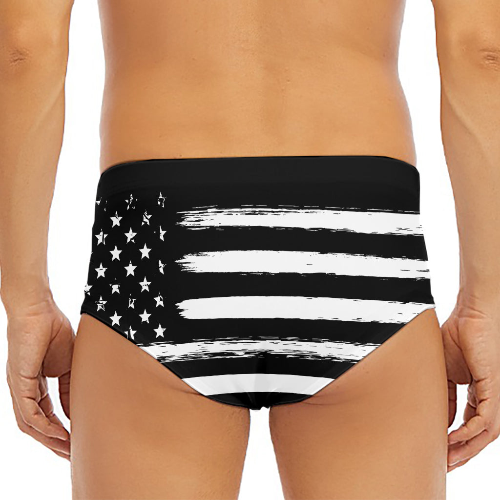Black And White USA Flag Print Men's Triangle Swim Briefs