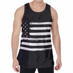 Black And White USA Flag Print Men's Velvet Tank Top