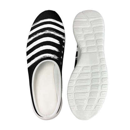 Black And White USA Flag Print Mesh Casual Shoes