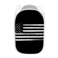 Black And White USA Flag Print Mesh Laundry Hamper