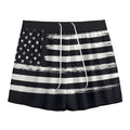 Black And White USA Flag Print Mesh Shorts
