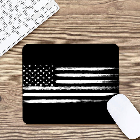 Black And White USA Flag Print Mouse Pad
