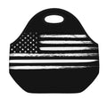 Black And White USA Flag Print Neoprene Lunch Bag