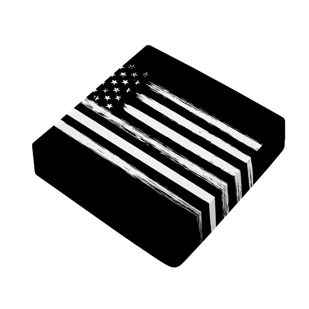 Black And White USA Flag Print Outdoor Seat Cushion Cover
