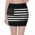 Black And White USA Flag Print Pencil Mini Skirt